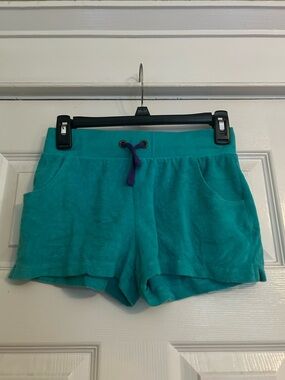 Xhilaration Teal Terry Shorts with Purple Drawstring Kid Size 10/12